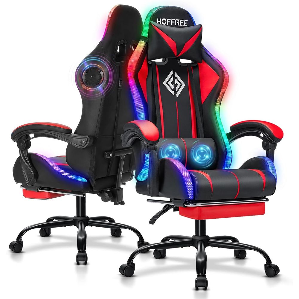 Massage - Cadeira Gamer RGB com Alto-falantes Bluetooth